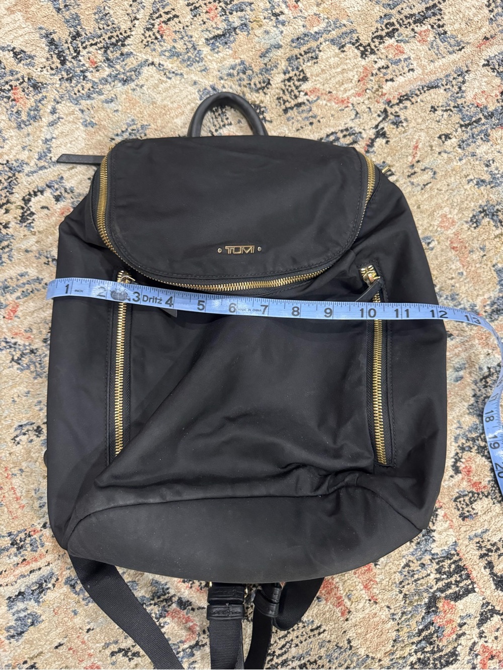 Tumi Black Backpack with Gold Hardware Accents - Picture 9 of 14